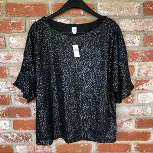 GAP Black Sequin Blouse